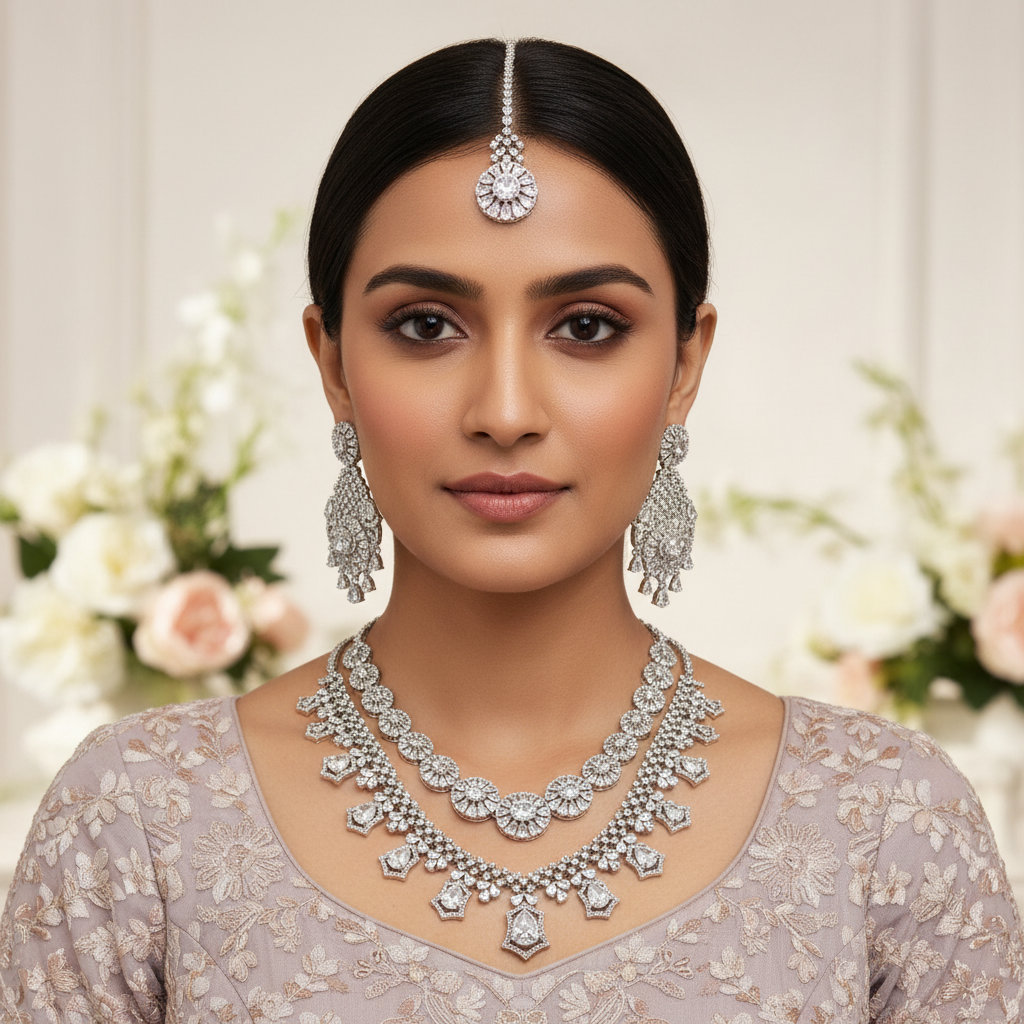 Classic White American Diamond Necklace Timeless Bridal Elegance