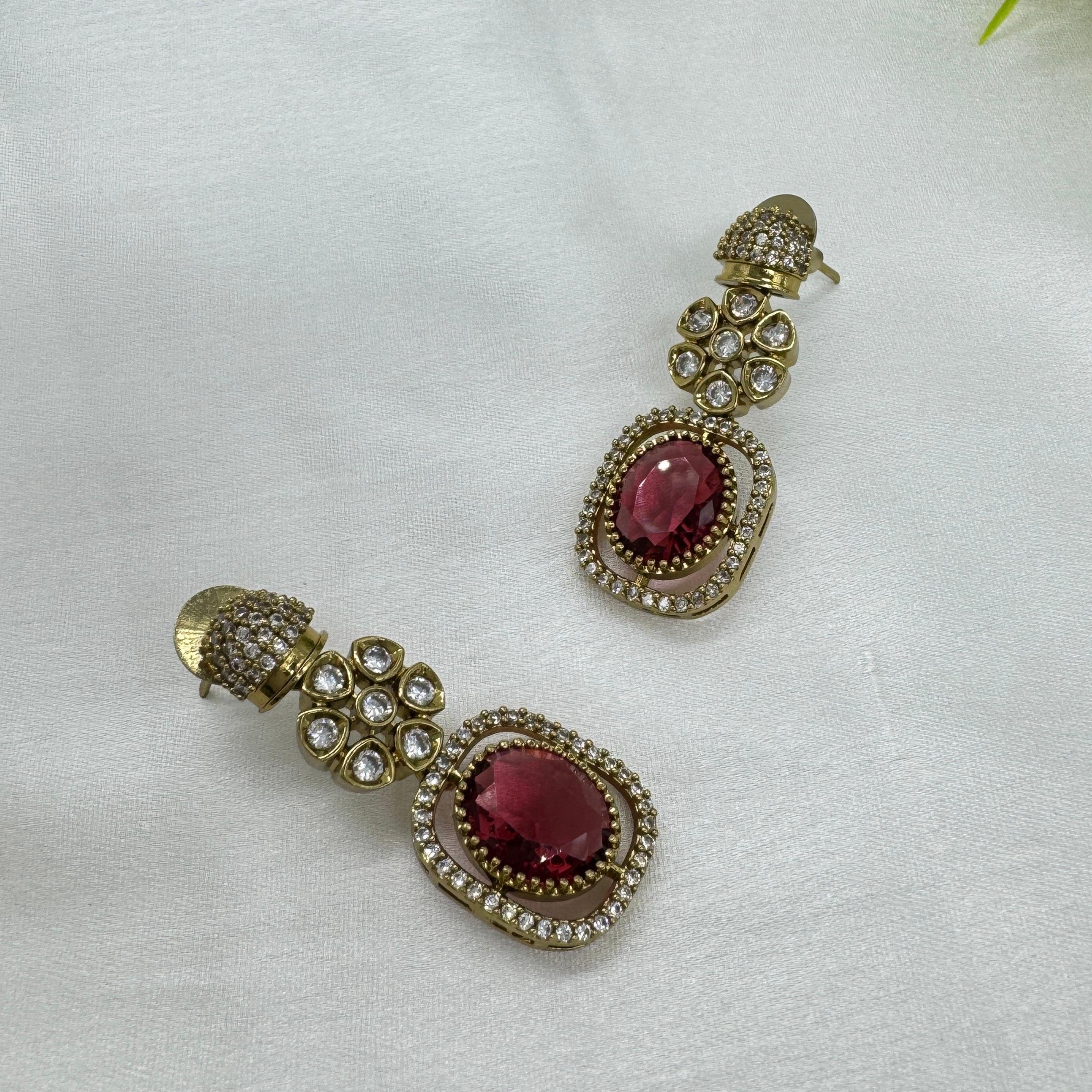 Victorian Mix Color Kundan Necklace Earrings Set