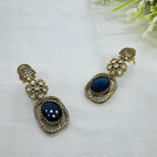 Victorian Blue Kundan Necklace Earrings Set