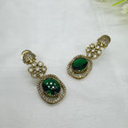 Victorian Emerald Kundan Necklace Earrings Set