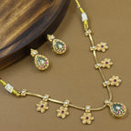 Mrinmayi Mint Kundan Necklace Set for Office Wear Women