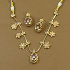 Ishanvi Pink Kundan Necklace Set for Daily Wear