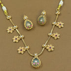 Mrinmayi Mint Kundan Necklace Set for Office Wear Women