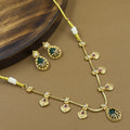 Mrinika Green Kundan Necklace Set for Daily Wear