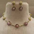 Yashnika Pink Kundan Necklace Set for Daily Wear