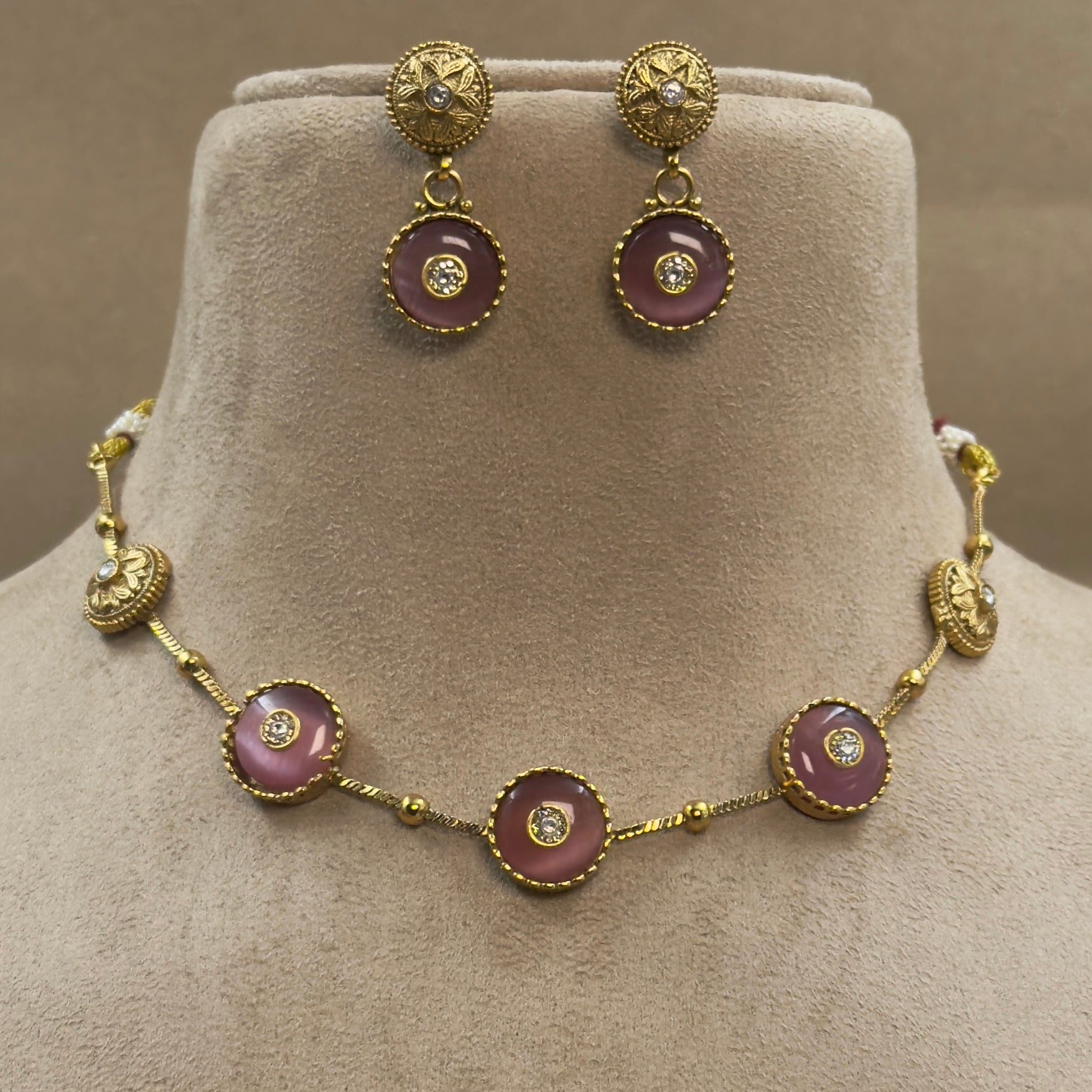 Yashnika Pink Kundan Necklace Set for Daily Wear