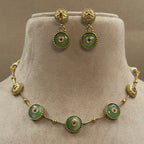 Ishanvi Mint Kundan Necklace Set for Daily Wear