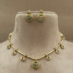 Trinayani Mint Kundan Necklace Set for Daily Wear