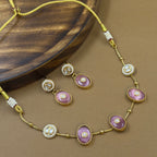 Vamshika Pink Kundan Necklace Set for Daily Wear