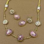 Vamshika Pink Kundan Necklace Set for Daily Wear