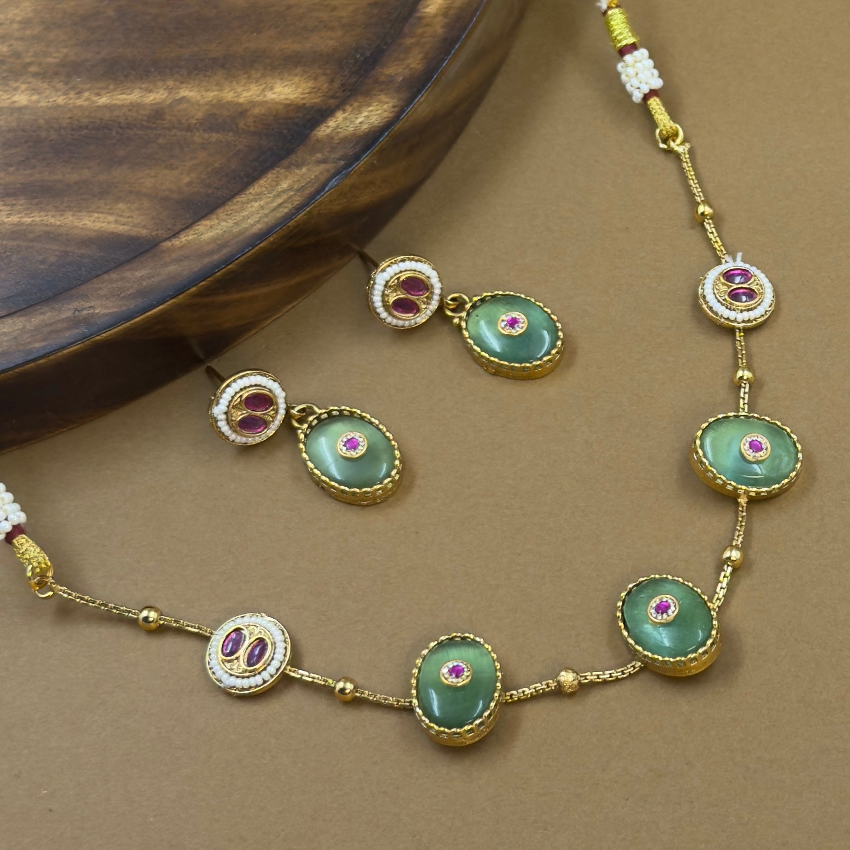 Sharvitha Mint Kundan Necklace Set for Daily Wear