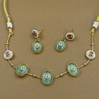 Sharvitha Mint Kundan Necklace Set for Daily Wear