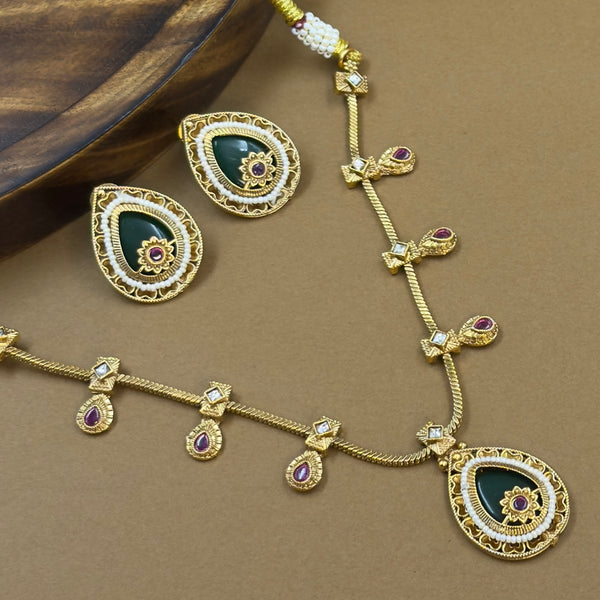Harinika Green Kundan Necklace Set for Daily Wear