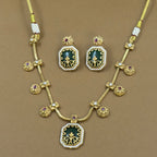 Ritanshika Green Kundan Necklace Set for Daily Wear