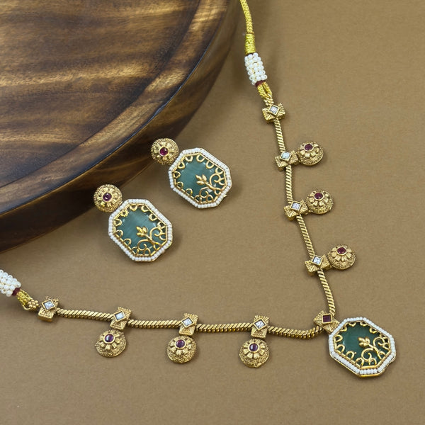 Kairavika Mint Kundan Necklace Set for Daily Wear