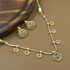 Trinayani Mint Kundan Necklace Set for Daily Wear