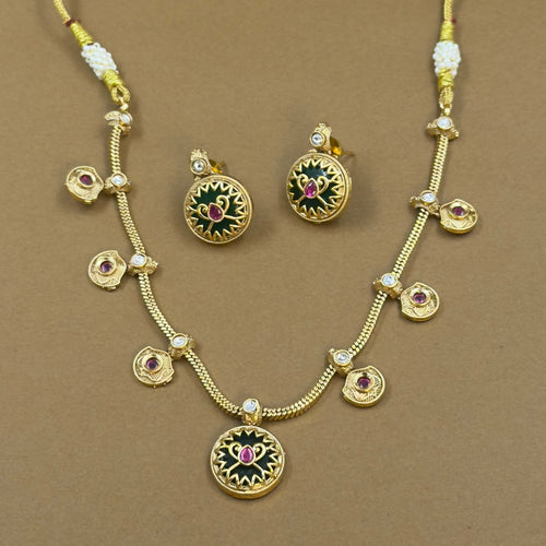 Aarishini Green Kundan Necklace Set for Daily Wear