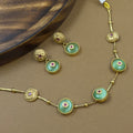 Ishanvi Mint Kundan Necklace Set for Daily Wear