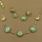 Ishanvi Mint Kundan Necklace Set for Daily Wear