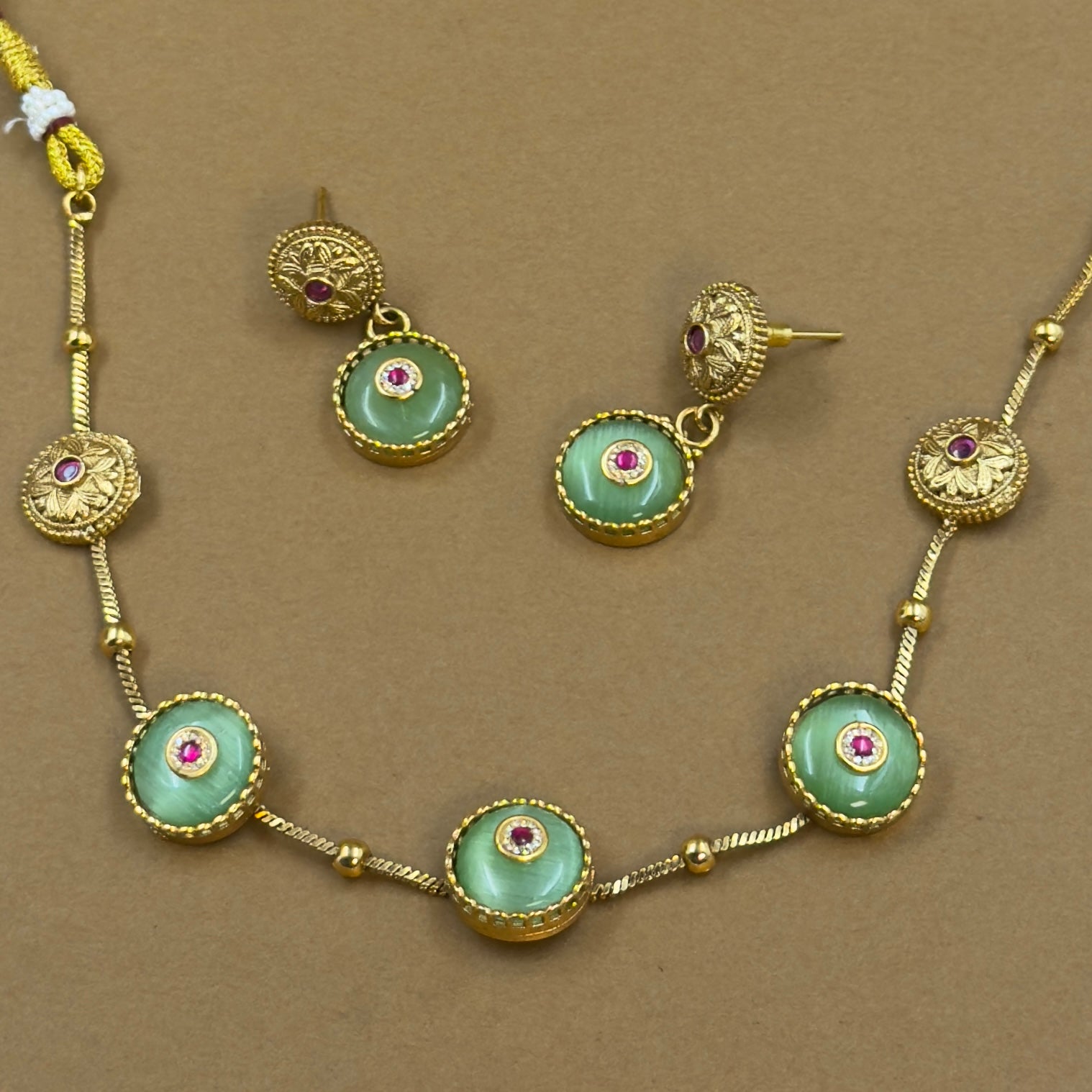 Ishanvi Mint Kundan Necklace Set for Daily Wear