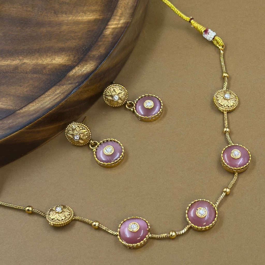 Yashnika Pink Kundan Necklace Set for Daily Wear