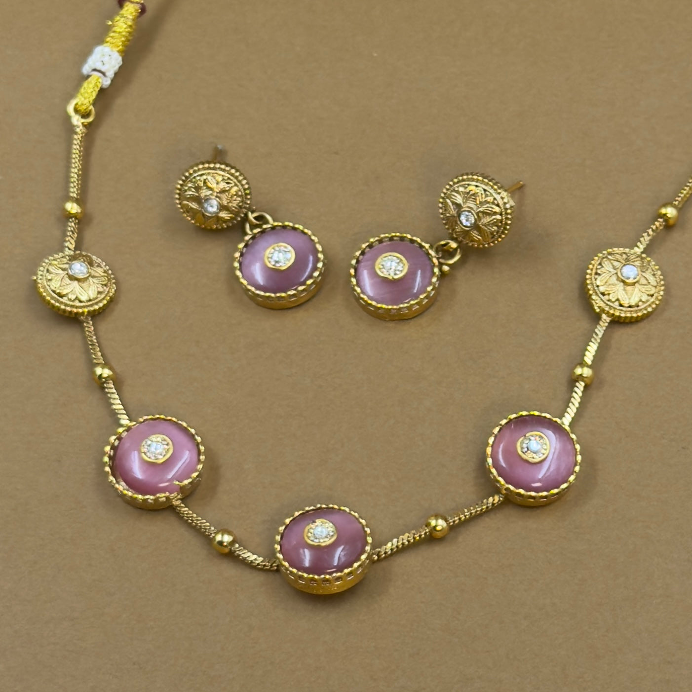 Yashnika Pink Kundan Necklace Set for Daily Wear