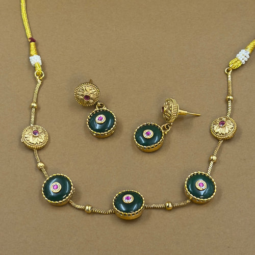 Amisha Green Antique Necklace Set for Daily Wear