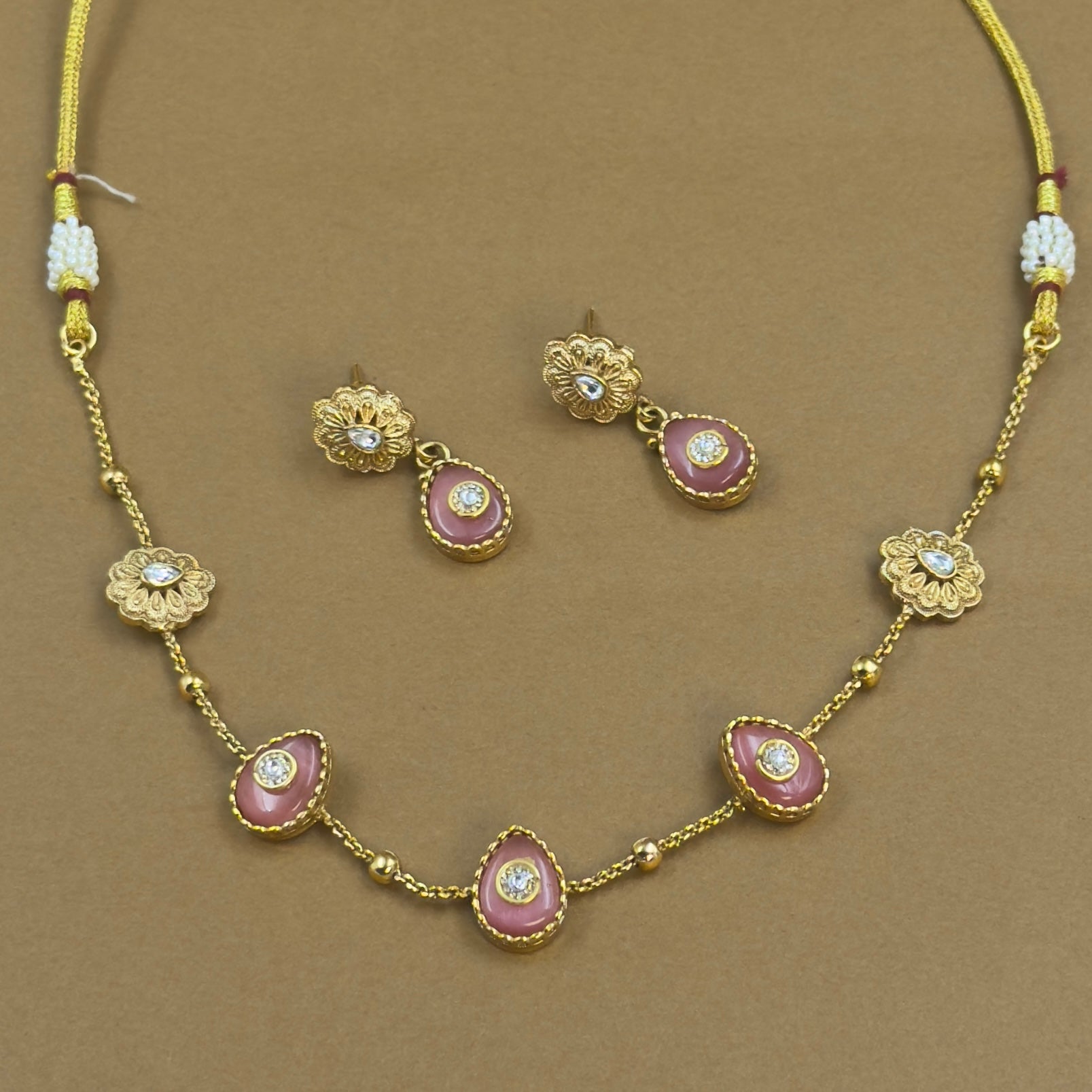 Sharanika Pink Kundan Necklace Set for Daily Wear