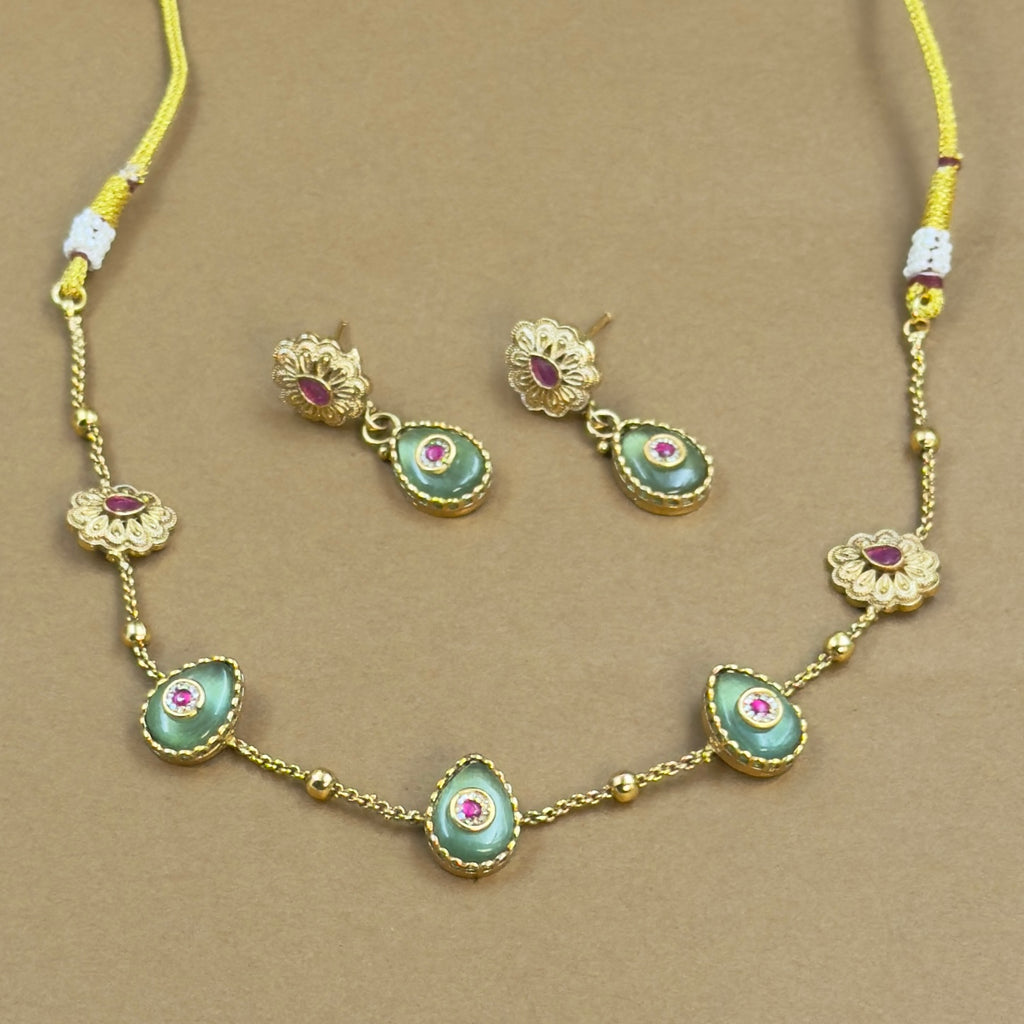 Kavyeshri Mint Kundan Necklace Set for Daily Wear