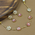 Aarshika Pink Kundan Necklace Set for Daily Wear