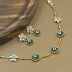 Vedashri Green Kundan Necklace Set for Daily Wear
