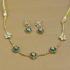 Vedashri Green Kundan Necklace Set for Daily Wear