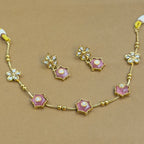 Mrunalika Pink Kundan Necklace Set for Daily Wear