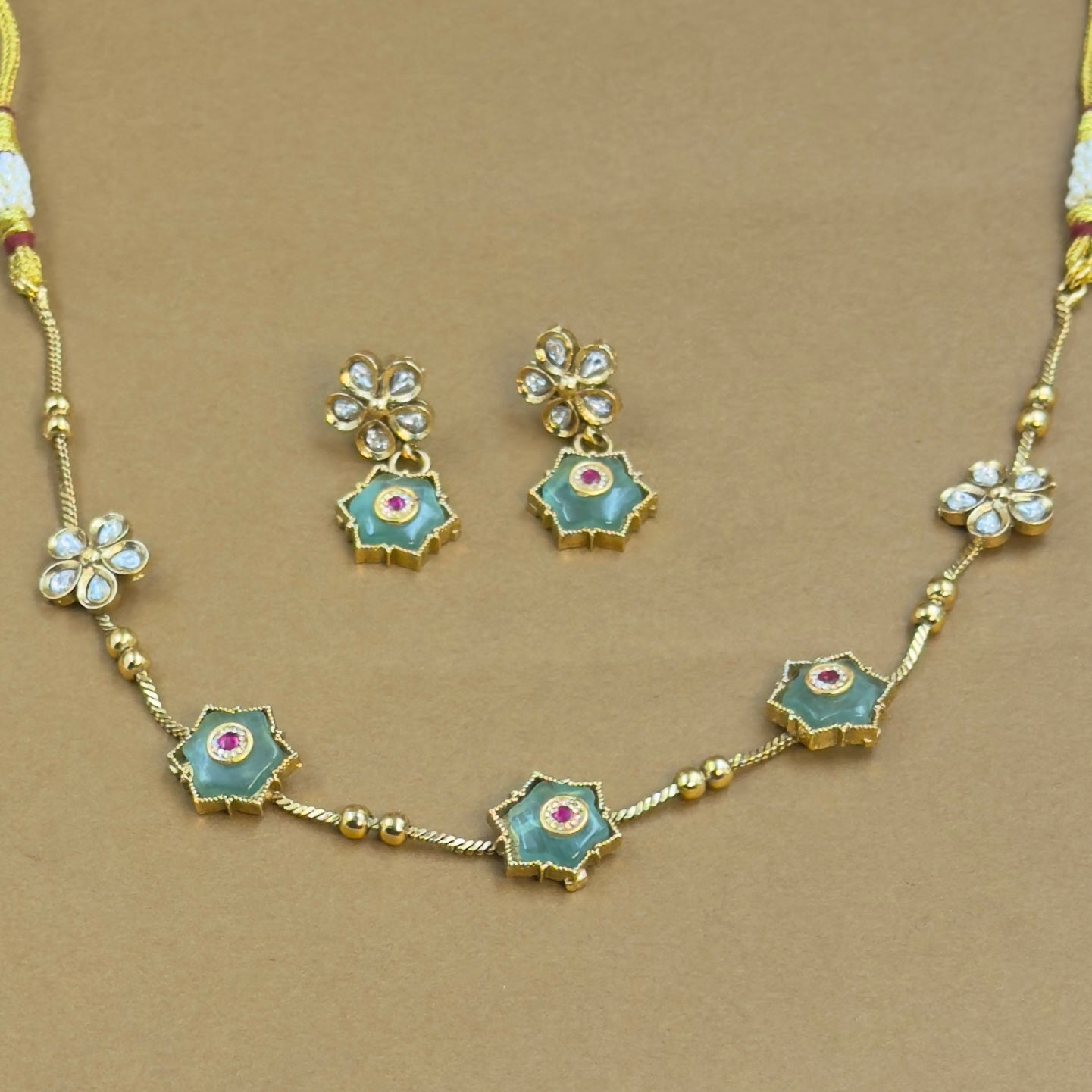 Yuvanshika Mint Kundan Necklace Set for Daily Wear