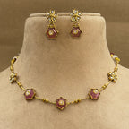 Mrunalika Pink Kundan Necklace Set for Daily Wear