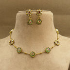 Dhruvika Mint Kundan Necklace Set for Daily Wear