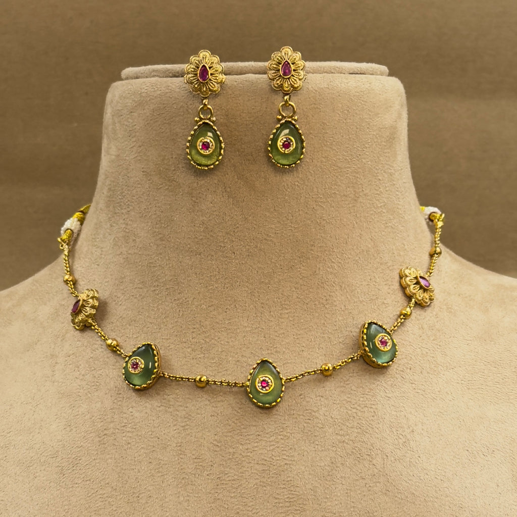 Kavyeshri Mint Kundan Necklace Set for Daily Wear