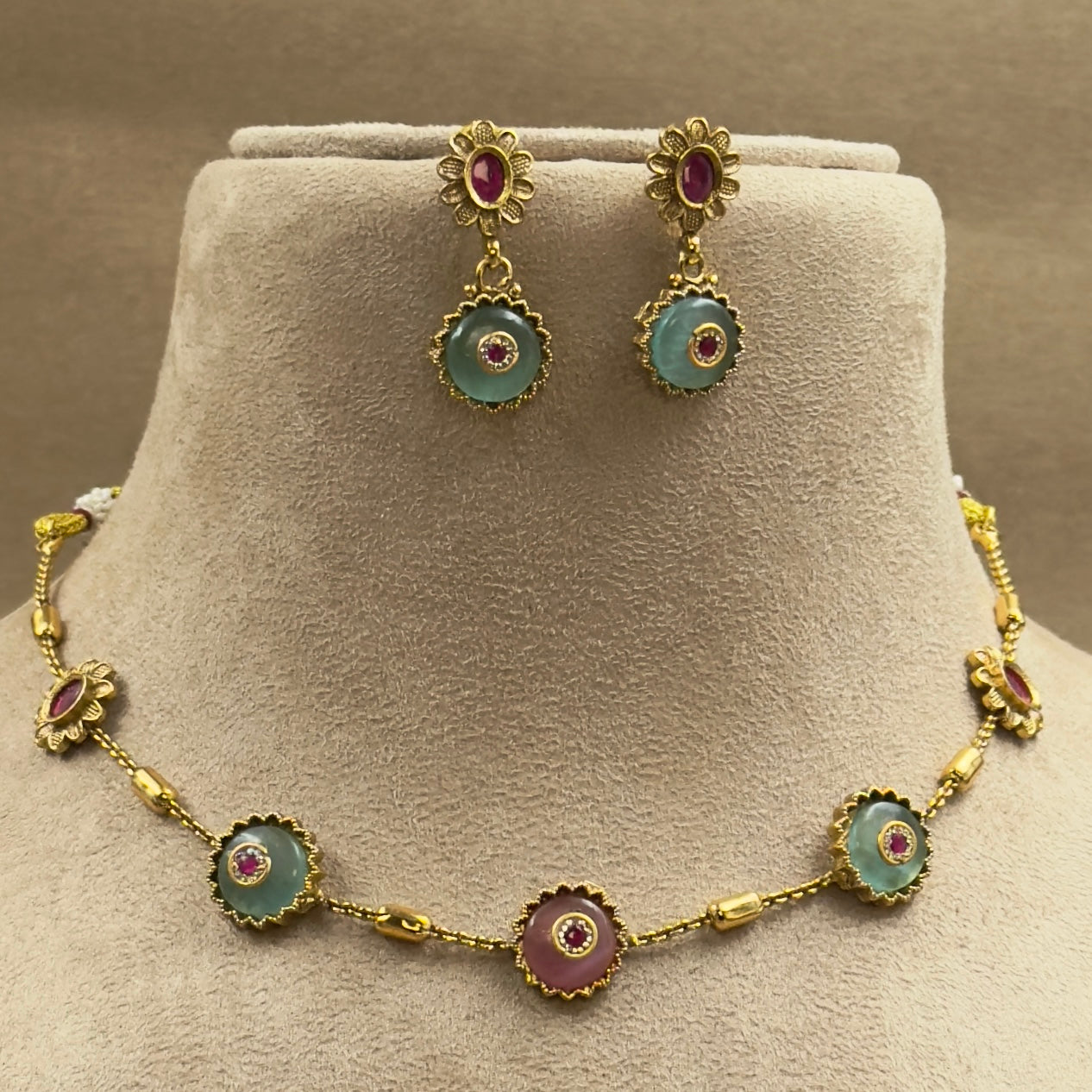 Aarshita Pink Mint Necklace Set for Daily Wear