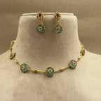 Sharvani Mint Kundan Necklace Set for Daily Wear