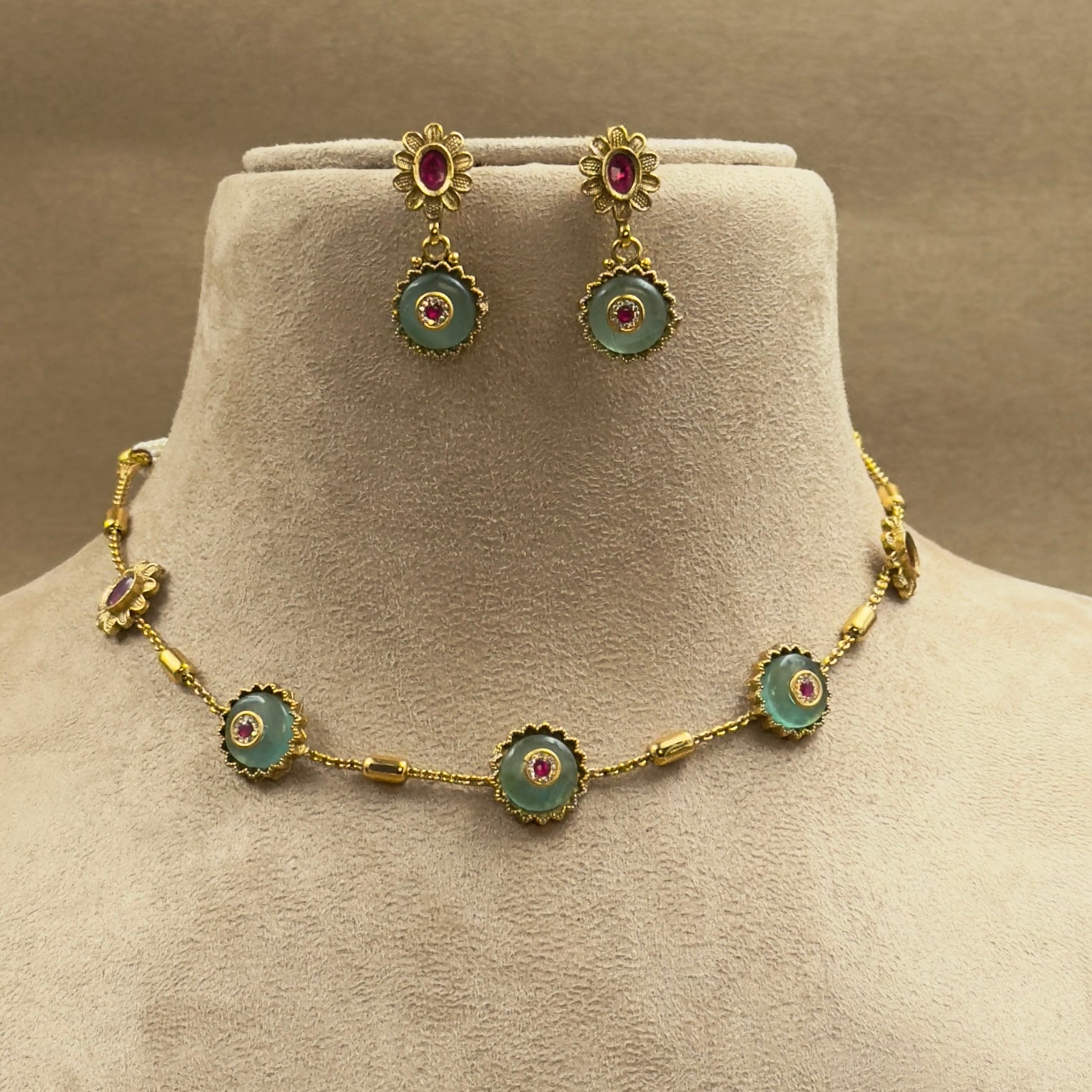 Sharvani Mint Kundan Necklace Set for Daily Wear