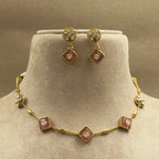 Samyukthika Pink Kundan Necklace Set for Daily Wear