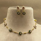 Pranvika Green Kundan Necklace Set for Daily Wear
