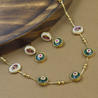 Pranvika Green Kundan Necklace Set for Daily Wear