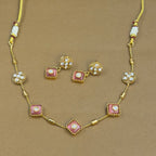 Samyukthika Pink Kundan Necklace Set for Daily Wear
