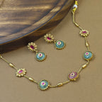 Aarshita Pink Mint Necklace Set for Daily Wear