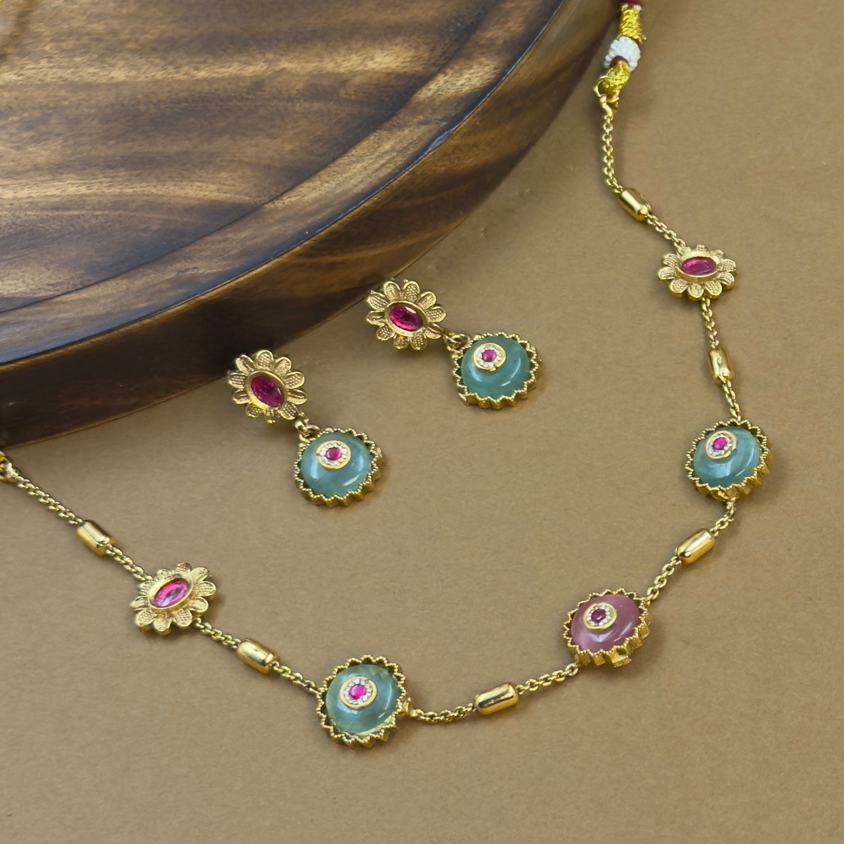 Aarshita Pink Mint Necklace Set for Daily Wear