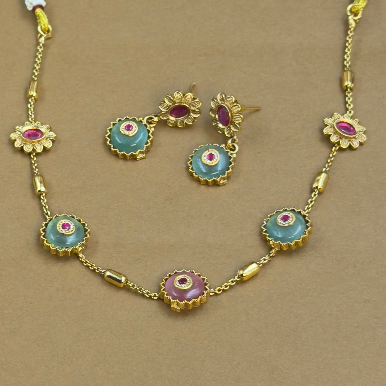 Aarshita Pink Mint Necklace Set for Daily Wear