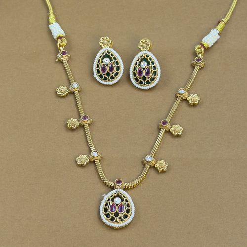 Vedanshi Green Antique Necklace Set for Daily Wear, alternate angle