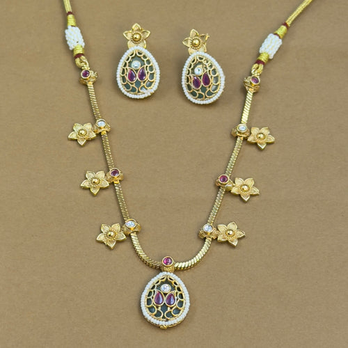 Tanushree Mint Antique Necklace Set for Daily Wear, alternate angle