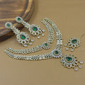 Iravika Green Diamond Necklace Set for Bridal Wear